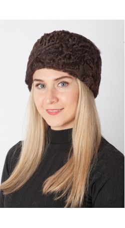 Dark brown karakul fur hat